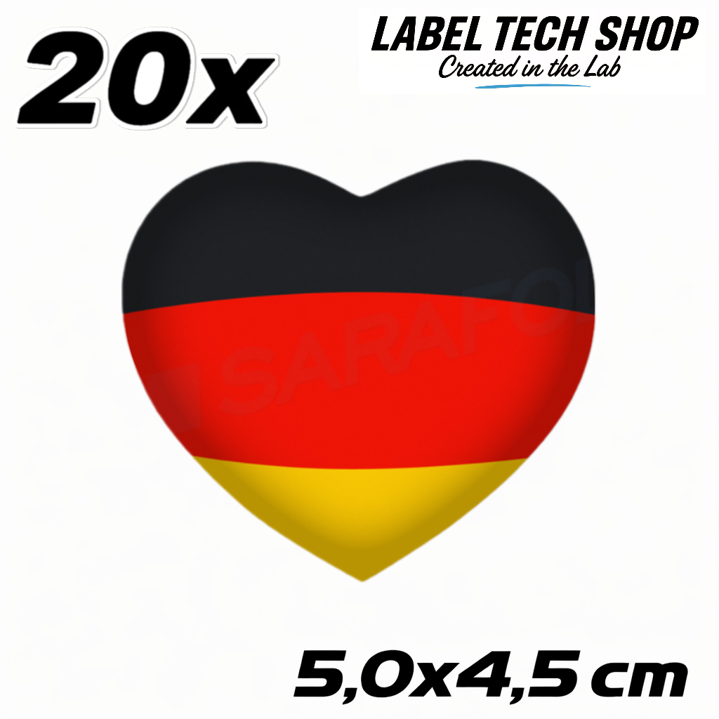 Deutschland Herz Aufkleber (048) – Germany Heart Sticker – Deutschland Flagge Herz – 5,0 × 4,5 cm