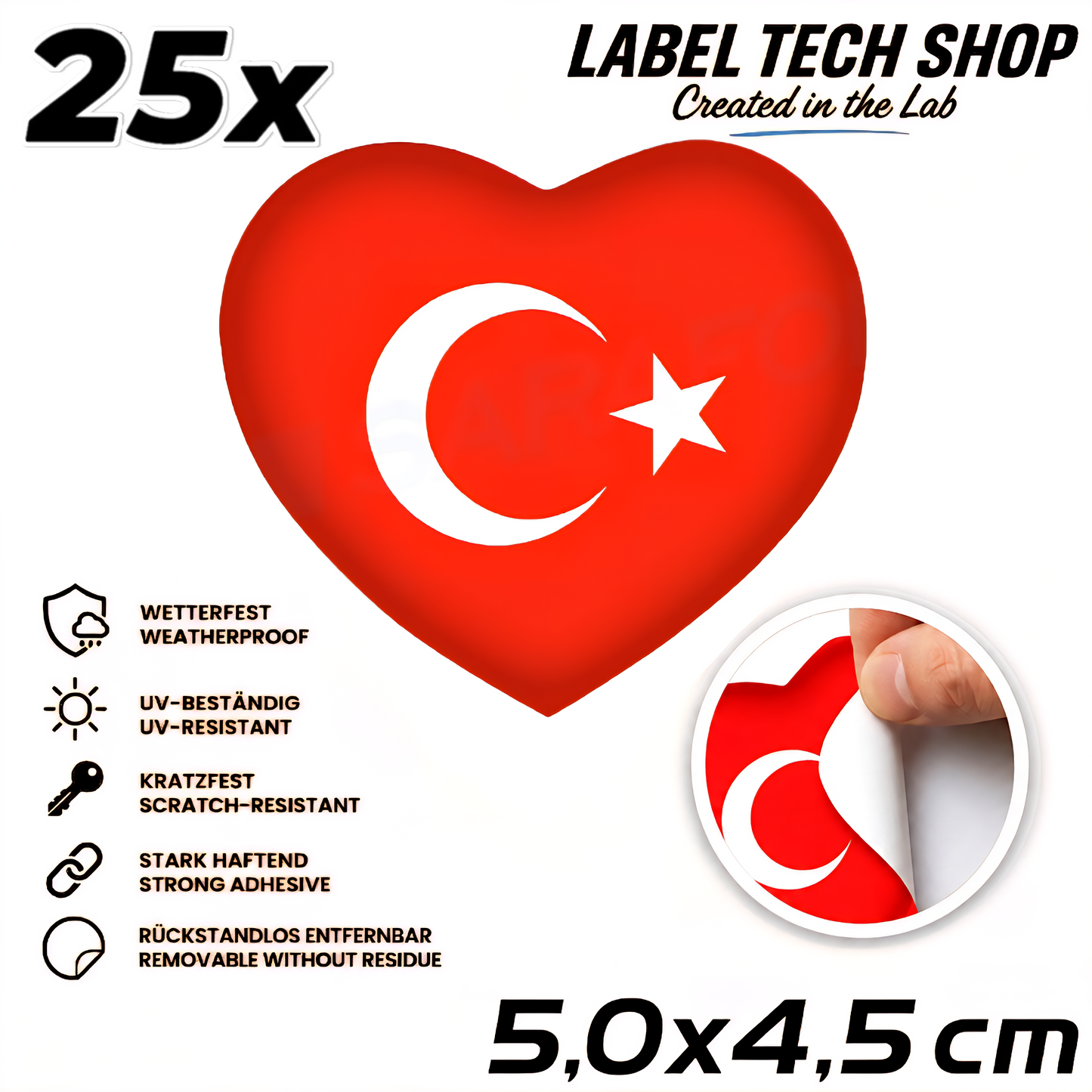 🇹🇷 Türkei Herz Aufkleber Turkey Heart Sticker Türkiye Kalp Sticker Auto Helm Motorrad 5,0x4,5cm NR.044