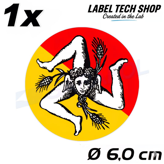 1x Sizilien Aufkleber – Sicilia Sicily Flagge Wappen Sticker Rund Ø 6 cm (029)