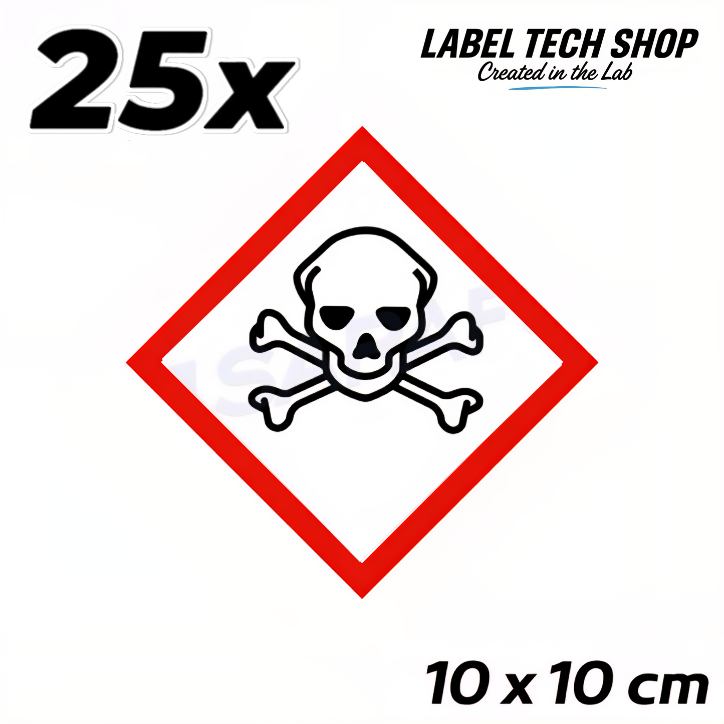 GHS06 Totenkopf Aufkleber  Giftige Chemikalien Toxisch nach CLP Norm Arbeitssicherheit