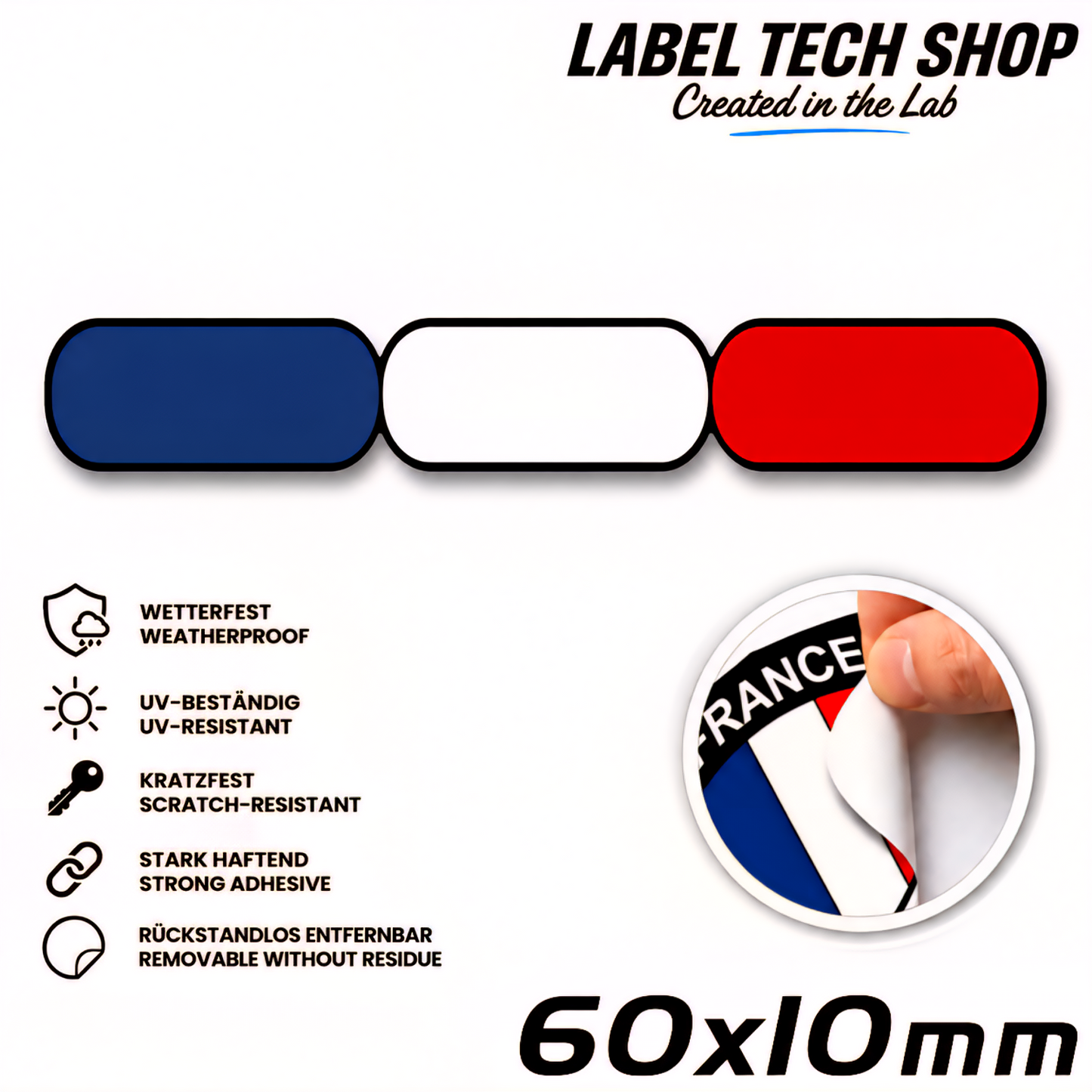 🇫🇷 Frankreich Flagge Aufkleber France Sticker Autocollant France Emblem Auto Helm 60x10mm NR.038
