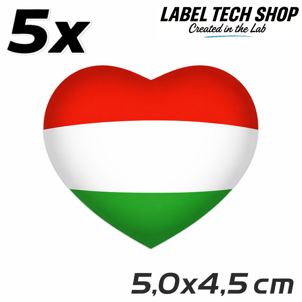 Ungarn Hungary Magyarország Herz Aufkleber Matrica – Hungary Flag Heart Sticker – Auto Laptop Helm – 5,0 × 4,5 cm (049)