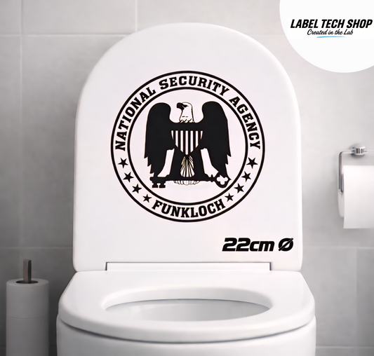 NSA Funkloch Sticker 22cm Ø – IT Humor Aufkleber für WC & Büro (128)