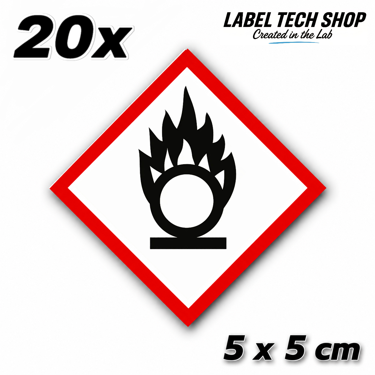 GHS03 Brandfördernd Aufkleber Oxidizing Hazard Sticker Gefahrstoffsymbol Gefahrgut Chemie Labor Kennzeichen nach CLP / GHS Arbeitssicherheit