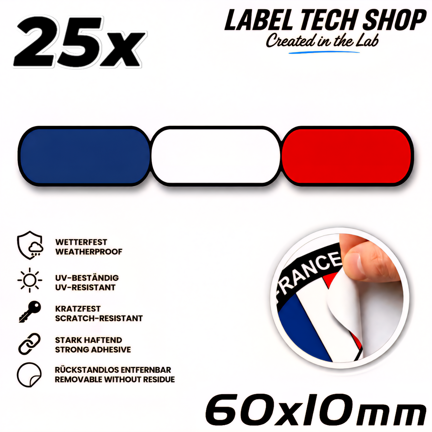 🇫🇷 Frankreich Flagge Aufkleber France Sticker Autocollant France Emblem Auto Helm 60x10mm NR.038
