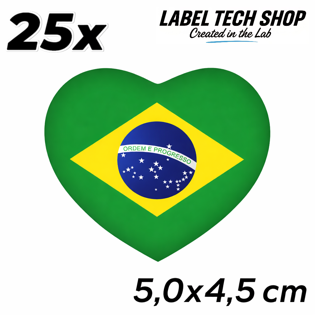 Brasilien Brasil Brazil Herz Aufkleber Sticker – Brazil Flag Heart Sticker – Auto Laptop Helm Geschenk – 5,0 × 4,5 cm (058)