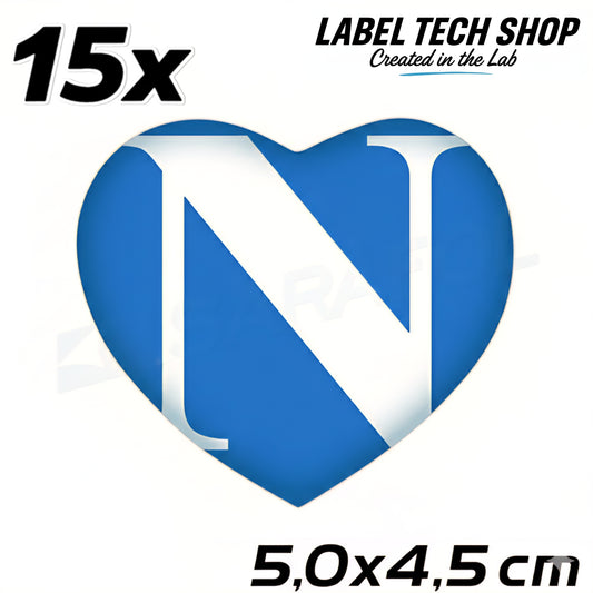 15x Napoli Herz Aufkleber Neapel Naples Cuore Heart Adesivo Sticker 5,0x4,5cm