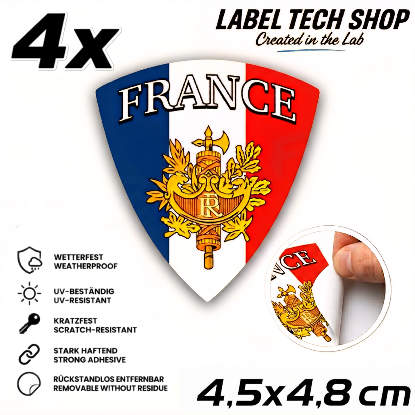 🇫🇷 Frankreich Wappen Aufkleber France Sticker Autocollant France Emblem Auto Helm 4,5x4,8cm NR.020