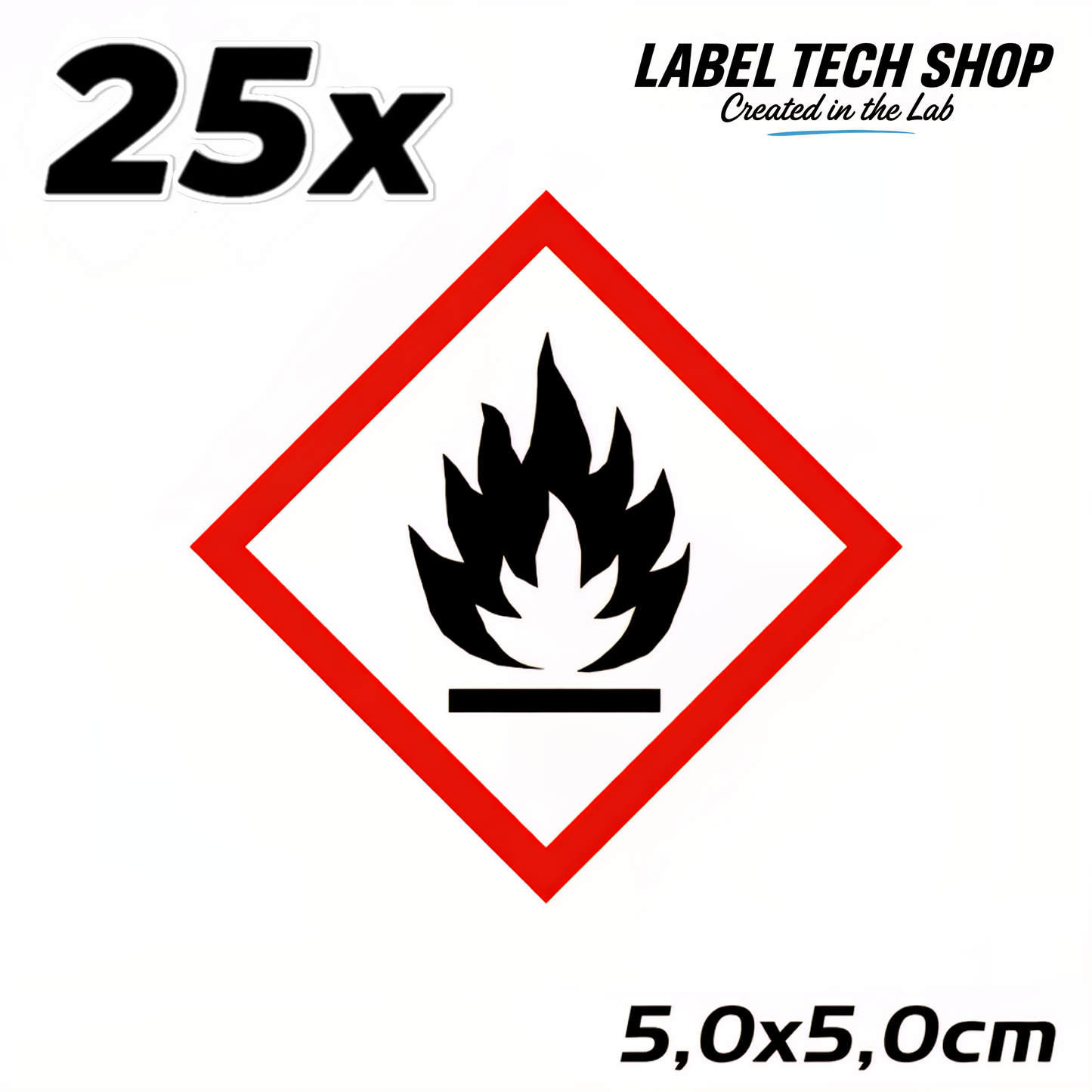 GHS02 Gefahrgut Aufkleber Brandgefahr Flamme nach CLP Norm Arbeitssicherheit