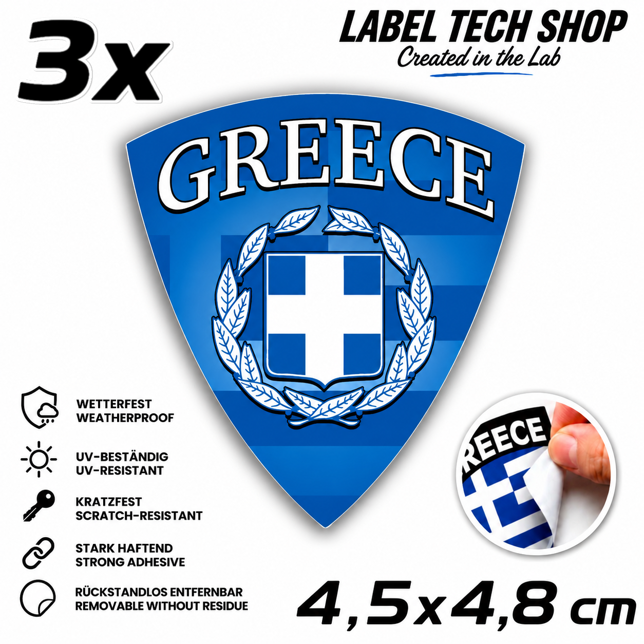 🇬🇷 Griechenland Aufkleber Αυτοκόλλητο Ελλάδας Greece Sticker Flagge Wappen Emblem Auto Helm 4,5x4,8cm NR.115