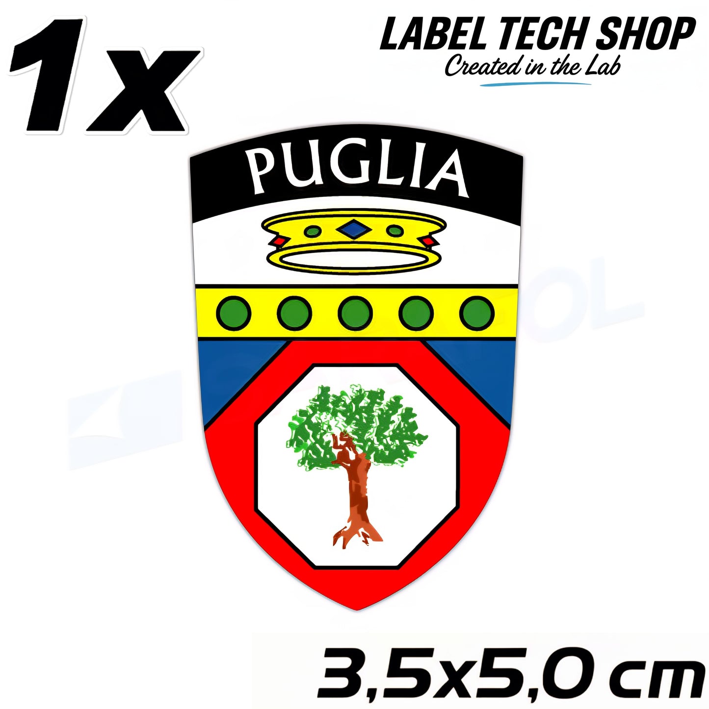 1x Apulien Aufkleber Puglia Adesivo Apulia Sticker Flagge Wappen 3,5x5,0cm (016)