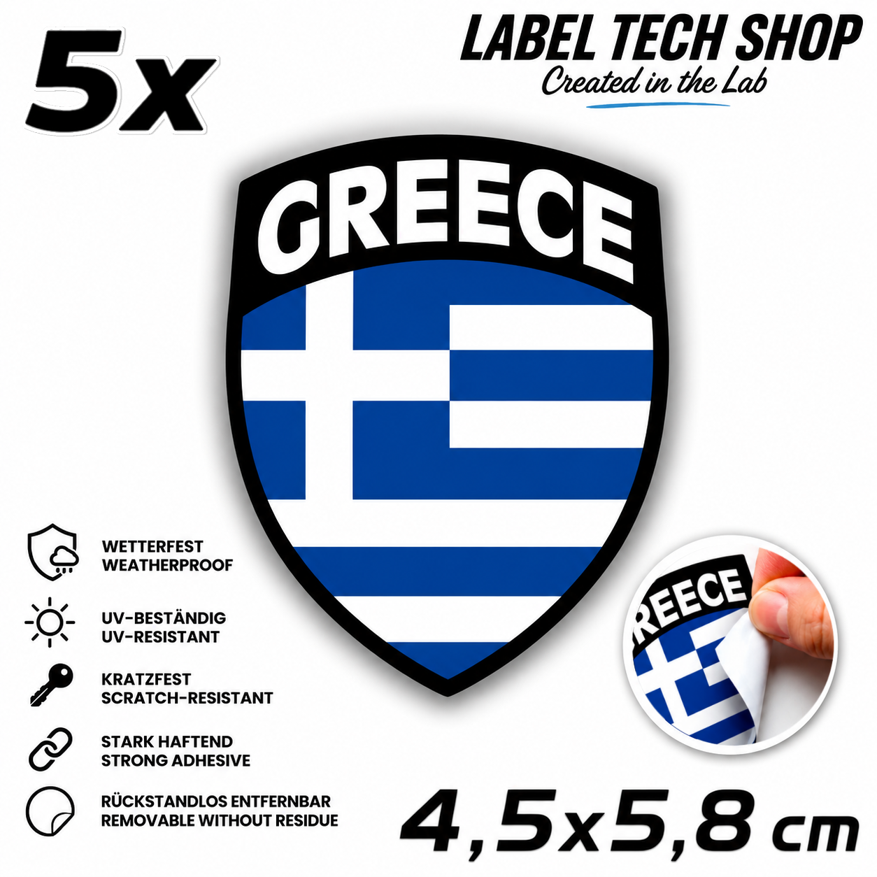 🇬🇷 Griechenland Aufkleber Αυτοκόλλητο Ελλάδας Greece Sticker Flagge Wappen Emblem Auto Helm 4,5x5,8cm NR.109
