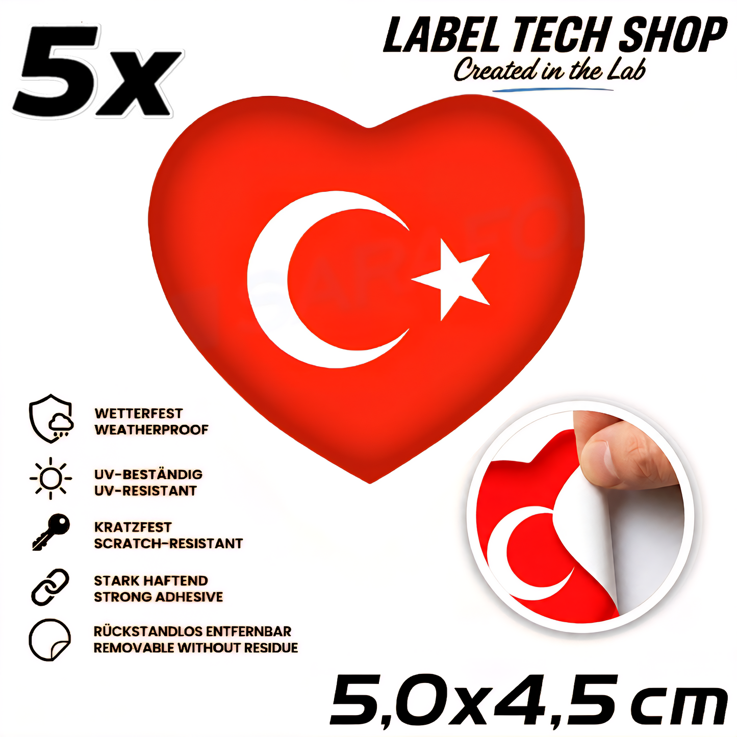 🇹🇷 Türkei Herz Aufkleber Turkey Heart Sticker Türkiye Kalp Sticker Auto Helm Motorrad 5,0x4,5cm NR.044