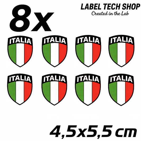 8x Italien Aufkleber 107 Wappen Emblem  Flagge Italia Adesivo Sticker 4,5x5,5cm
