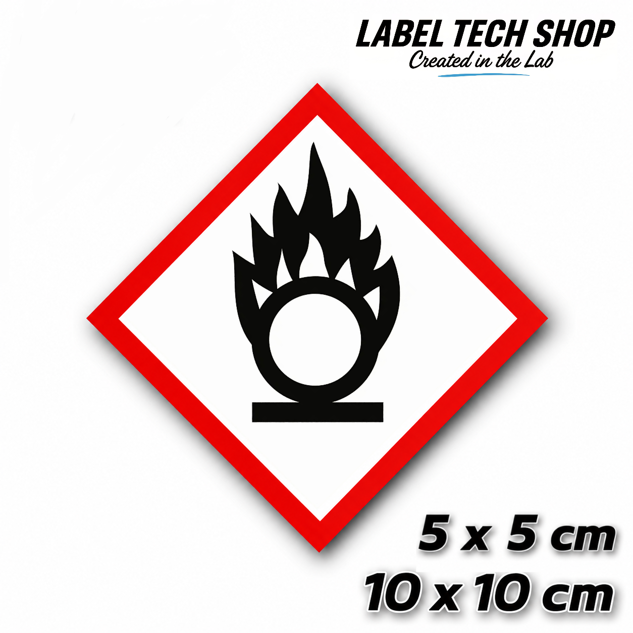 GHS03 Brandfördernd Aufkleber Oxidizing Hazard Sticker Gefahrstoffsymbol Gefahrgut Chemie Labor Kennzeichen nach CLP / GHS Arbeitssicherheit