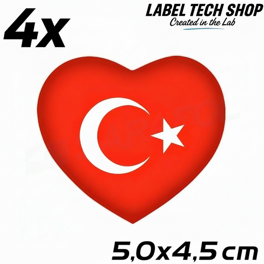 4x Türkei Aufkleber Türkiye Turkey Bayrak Flagge Herz Sticker 5,0x4,5cm (044)