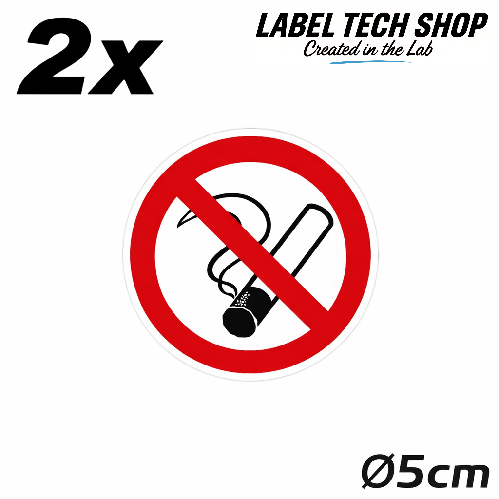 Rauchen verboten Aufkleber Ø5 cm – No Smoking Sticker – No Fumar Hinweiszeichen Innen & Außen – Verbotsschild (126)