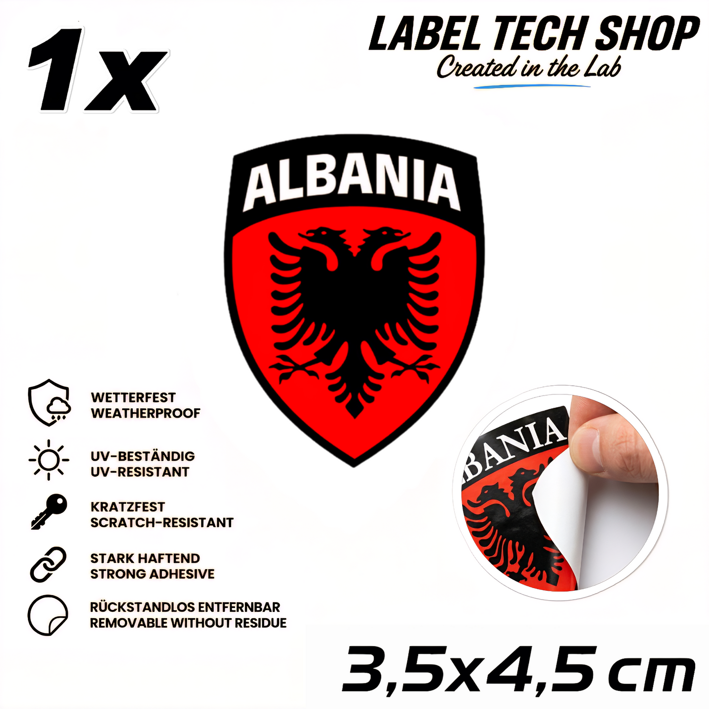 🇦🇱 Albanien Aufkleber Albania Sticker Shqiperia Adler Wappen Emblem Auto Helm 3,5x4,5cm NR.103