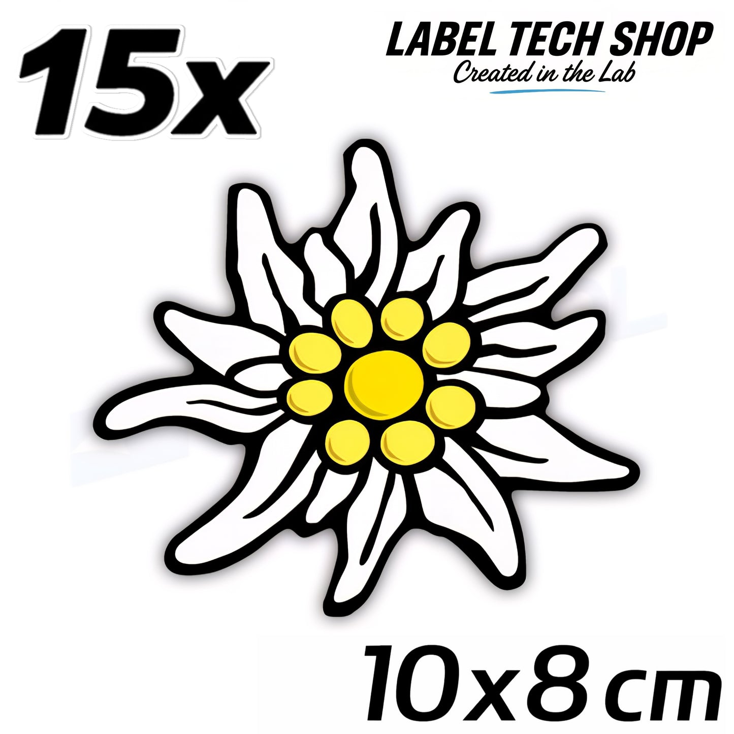15x Edelweiß Aufkleber 🌼 Alpenblume Sticker – Stella Alpina 10×8 cm