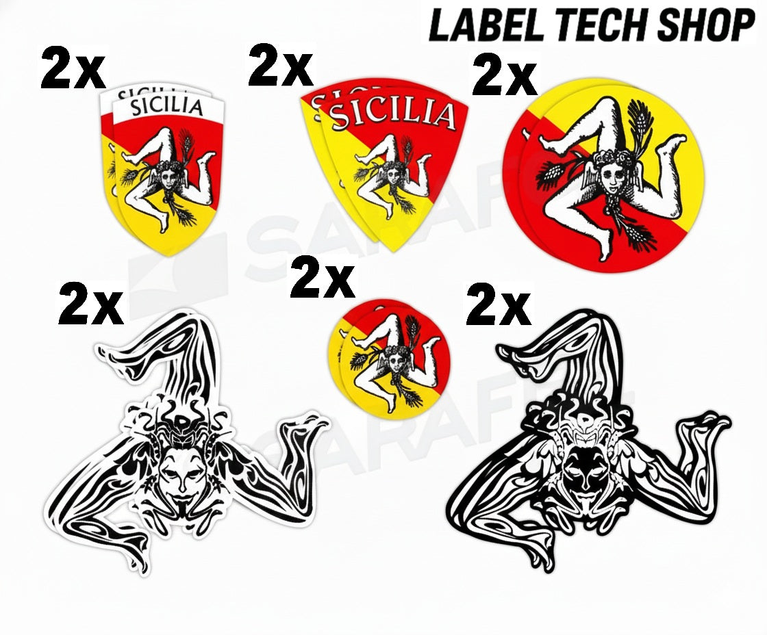 Sizilien Sticker Set 12x – Sicily Sicilia Flaggen Aufkleber Collection Pack