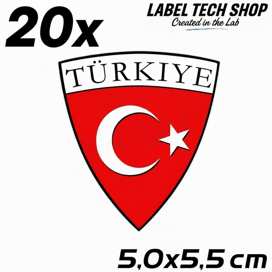 20x Türkei Aufkleber Türkiye Turkey Bayrak Flagge Wappen Sticker 5,0x5,5cm (007)