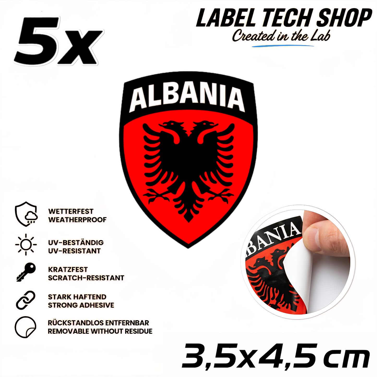 🇦🇱 Albanien Aufkleber Albania Sticker Shqiperia Adler Wappen Emblem Auto Helm 3,5x4,5cm NR.103