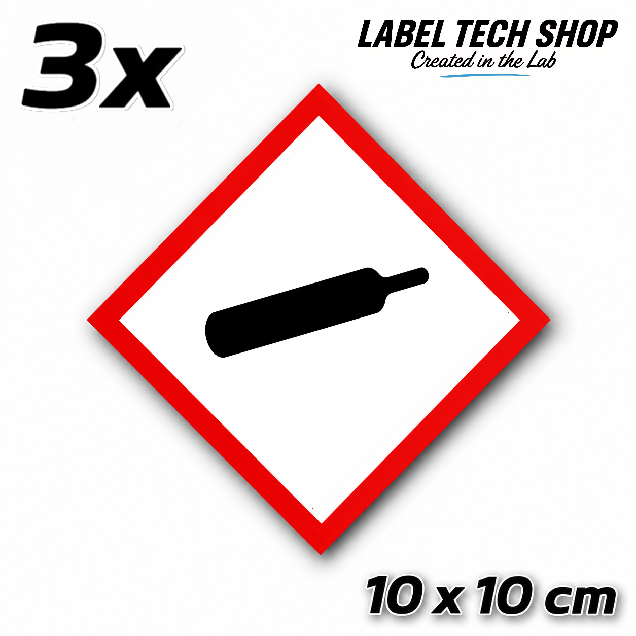 GHS04 Gas unter Druck Aufkleber Gas Cylinder Sticker Gefahrstoffsymbol Druckgas Gefahrgut Chemie Labor Kennzeichen nach CLP / GHS Arbeitssicherheit