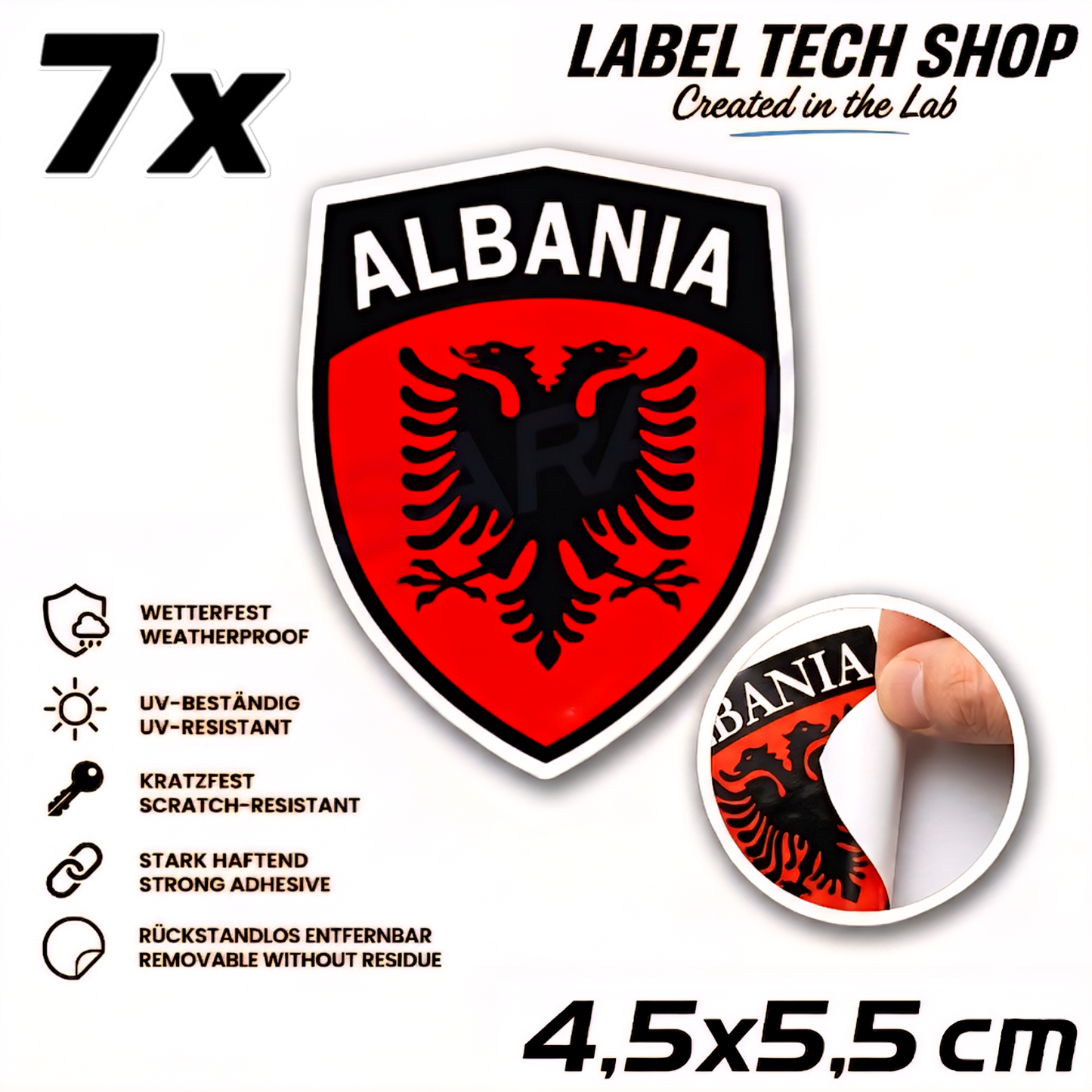 🇦🇱 Albanien Aufkleber Albania Sticker Shqiperia Adler Wappen Emblem Auto Helm 4,5x5,5cm NR.105