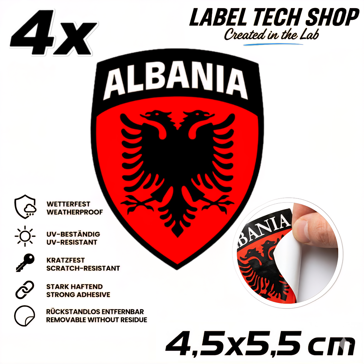 🇦🇱 Albanien Aufkleber Albania Sticker Shqiperia Adler Wappen Emblem Auto Helm 4,5x5,5cm NR.100