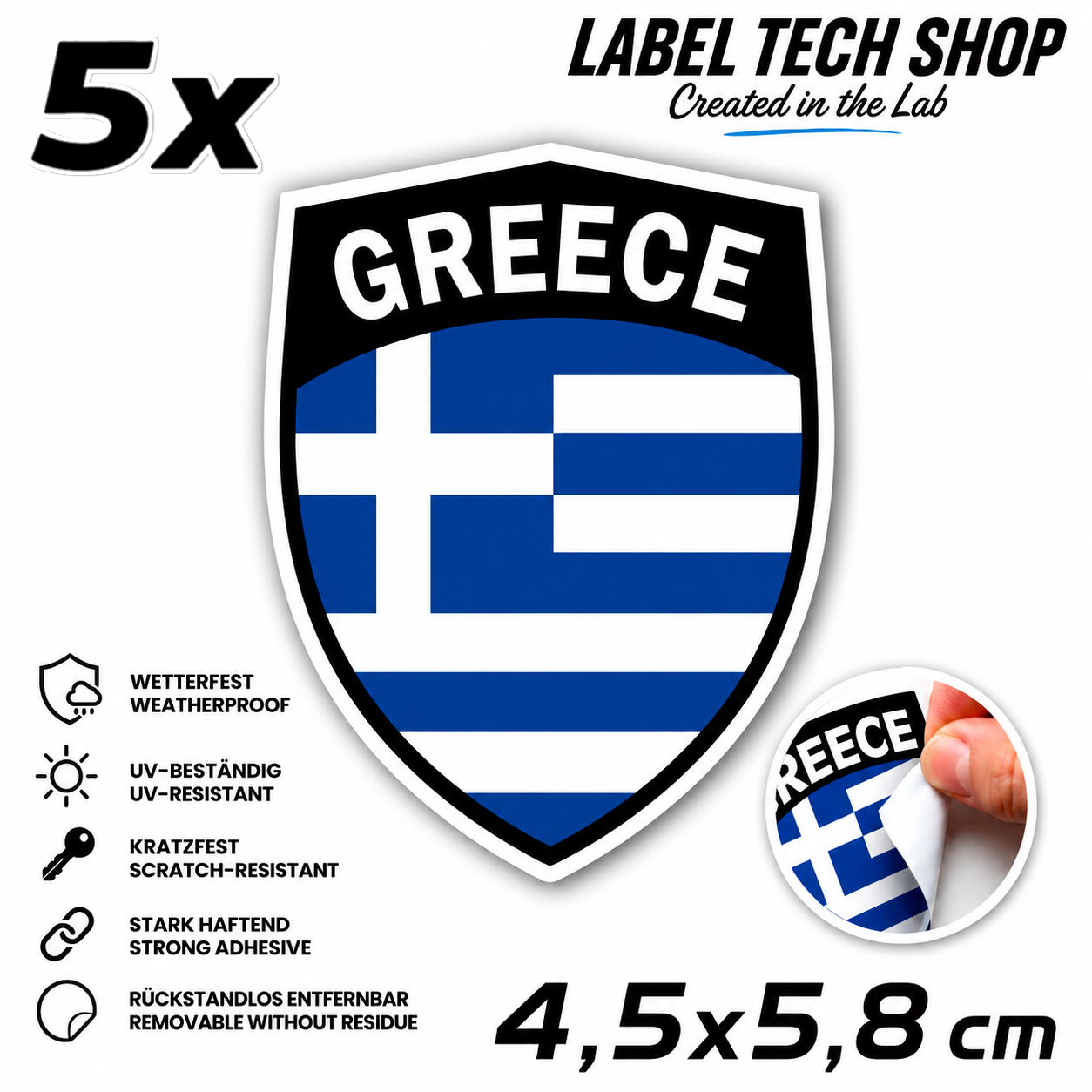 🇬🇷 Griechenland Aufkleber Αυτοκόλλητο Ελλάδας Greece Sticker Flagge Wappen Emblem Auto Helm 4,5x5,8cm NR.111