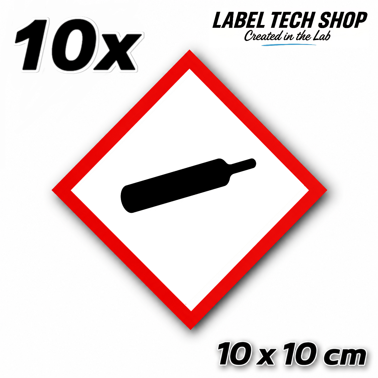 GHS04 Gas unter Druck Aufkleber Gas Cylinder Sticker Gefahrstoffsymbol Druckgas Gefahrgut Chemie Labor Kennzeichen nach CLP / GHS Arbeitssicherheit