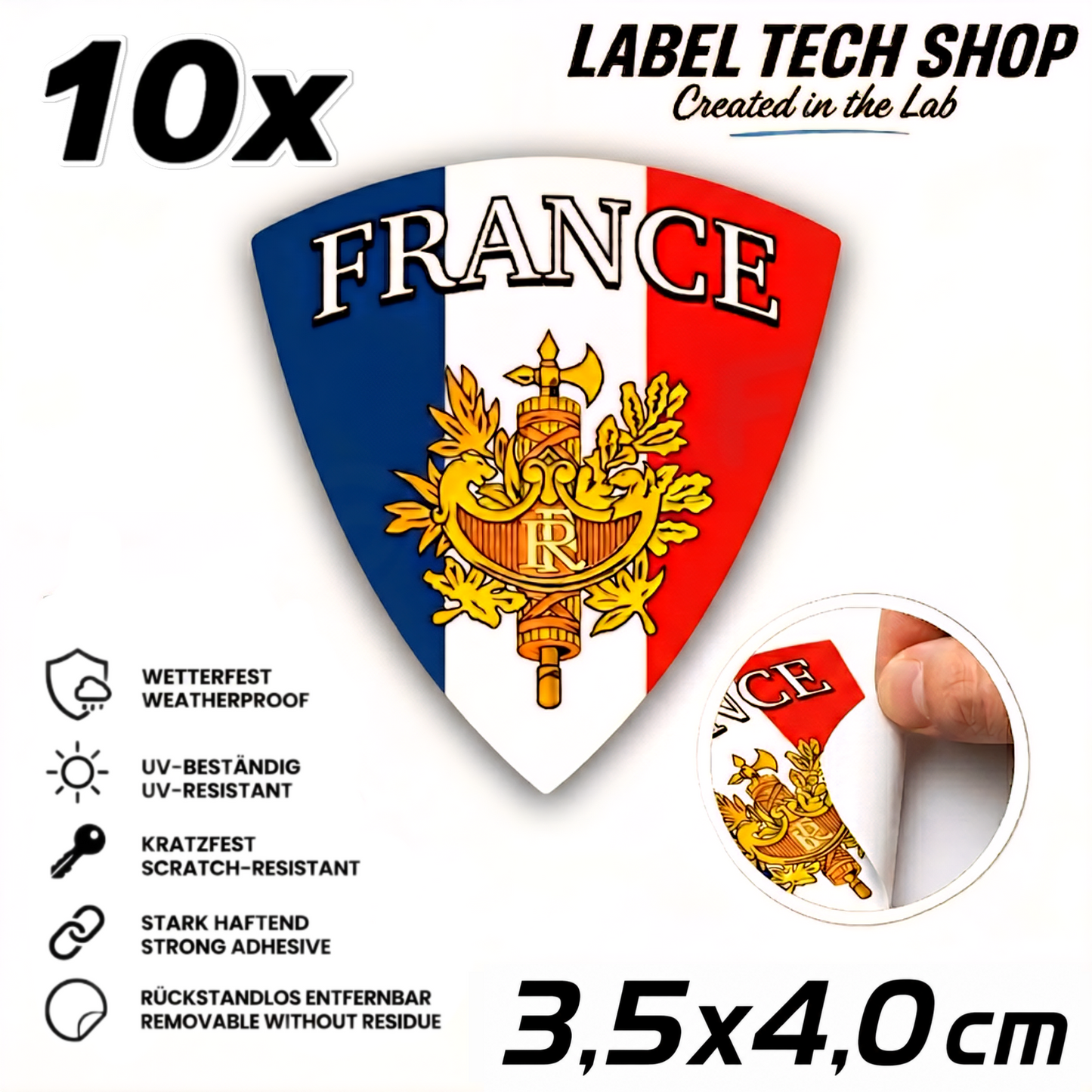 🇫🇷 Frankreich Wappen Aufkleber France Sticker Autocollant France Emblem Auto Helm 3,5x4,0cm NR.003