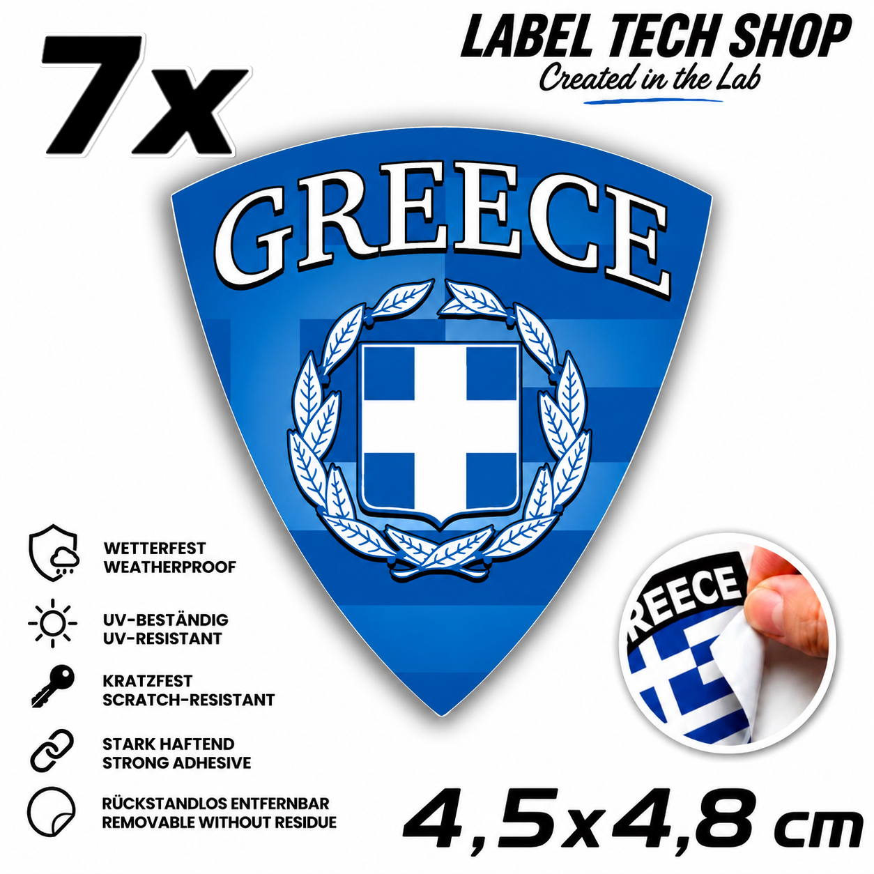 🇬🇷 Griechenland Aufkleber Αυτοκόλλητο Ελλάδας Greece Sticker Flagge Wappen Emblem Auto Helm 4,5x4,8cm NR.115