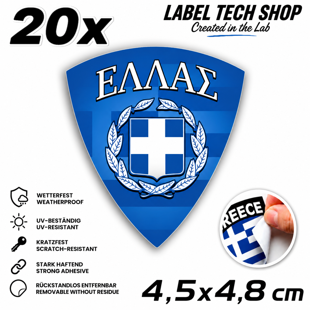 🇬🇷 Griechenland Aufkleber Αυτοκόλλητο Ελλάδας Greece Sticker Flagge Wappen Emblem Auto Helm 4,5x4,8cm NR.113