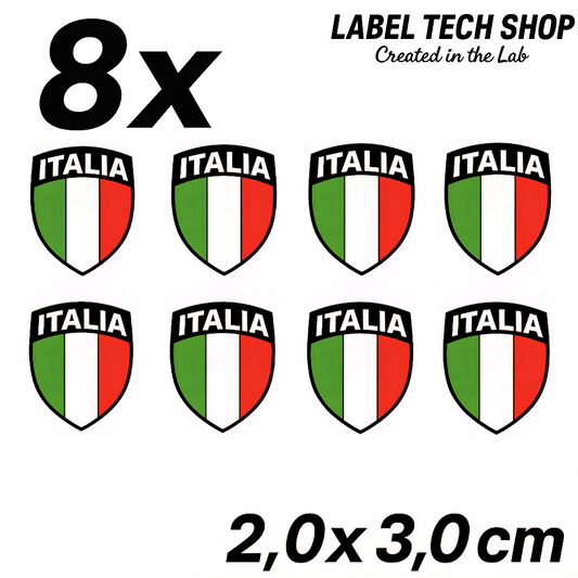8x Italien Aufkleber Wappen Emblem 2x3cm Flagge Italia Adesivo Sticker 099