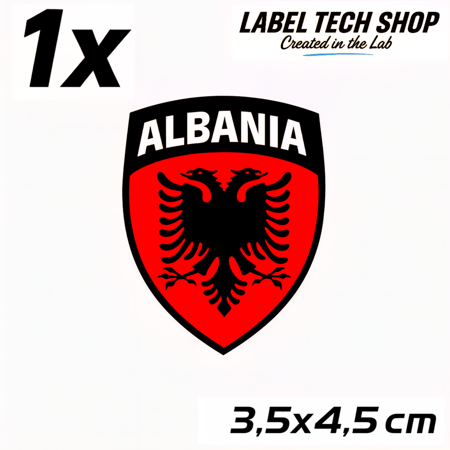 1x Albanien Aufkleber (Klein) Shqipëria Shqiponja  – Albania Flagge Emblem Wappen Sticker 3,5x4,5cm (103)