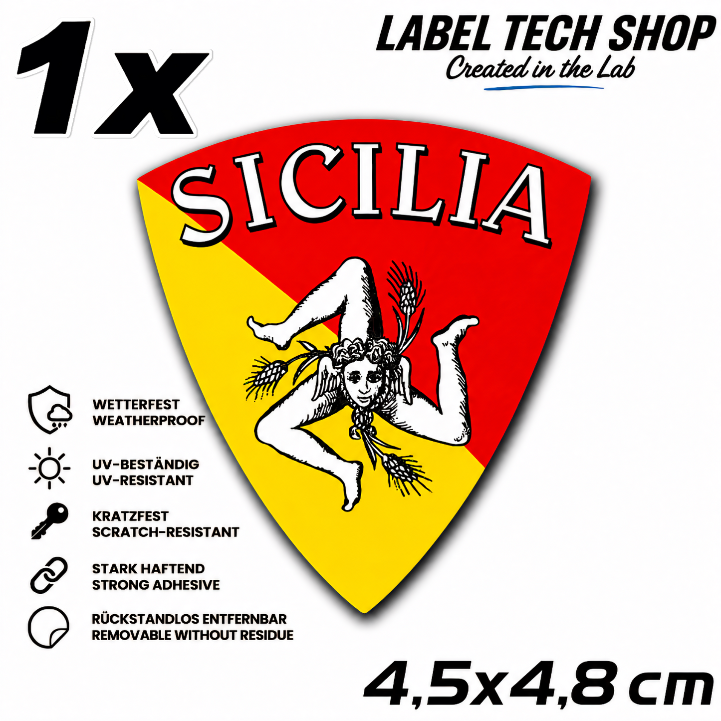 Sizilien Aufkleber Adesivo Siciliano Sicilia Sicily Sticker Flagge Wappen Emblem Auto Helm 4,5x4,8cm NR.019