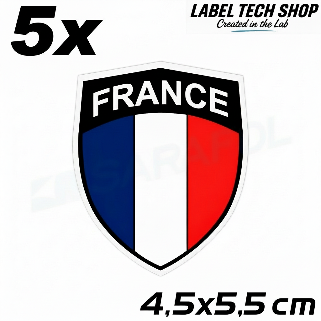 5x Frankreich Aufkleber France Francia Flagge Sticker 4,5x5,5cm (034)