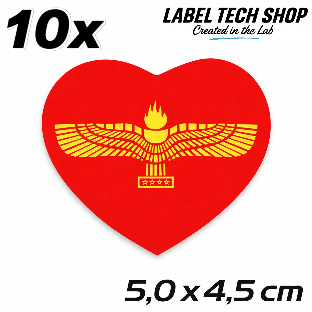 Aramäer Assyrer Herz Aufkleber Sticker – Assyrian Flag Heart Sticker – Auto Laptop Helm Geschenk – 5,0 × 4,5 cm (056)