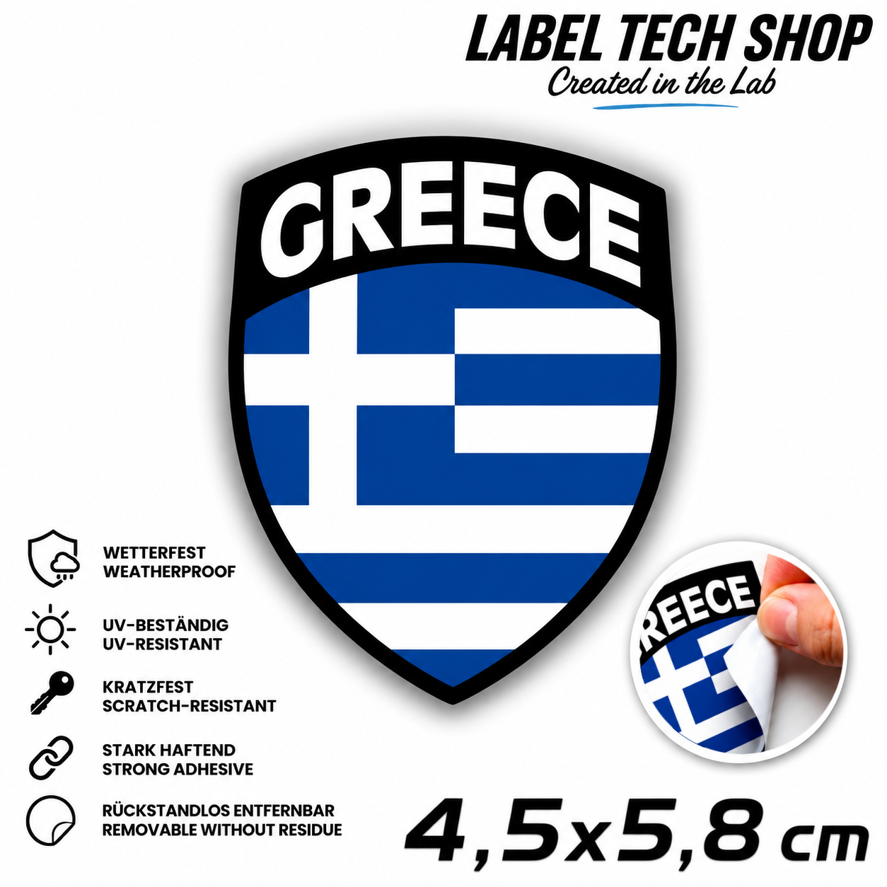 🇬🇷 Griechenland Aufkleber Αυτοκόλλητο Ελλάδας Greece Sticker Flagge Wappen Emblem Auto Helm 4,5x5,8cm NR.109