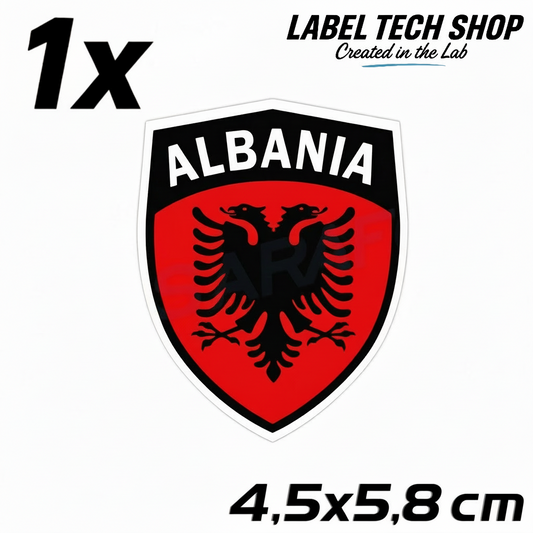 1x Albanien Aufkleber Shqipëria Shqiponja  – Albania Flagge Emblem Wappen Sticker 3,5x4,5cm (106)