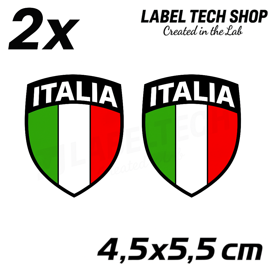 2x Italien Aufkleber 107 Wappen Emblem  Flagge Italia Adesivo Sticker 4,5x5,5cm