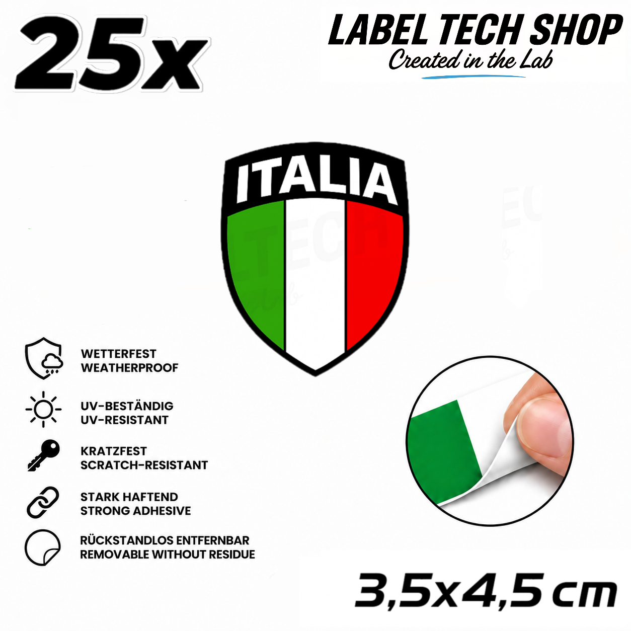 🇮🇹 Italien Aufkleber Wappen Italian Sticker Adesivo Italiano Bandiera Italiana Motorrad Auto Helm 3,5x4,5cm NR.102