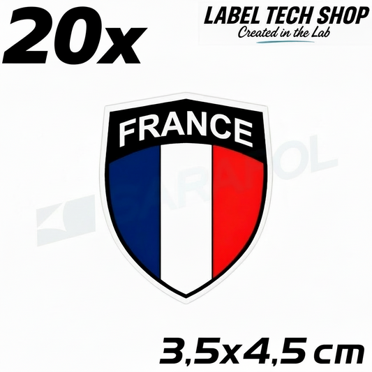 20x Frankreich Aufkleber France Francia Flagge Sticker 3,5x4,5cm (035)