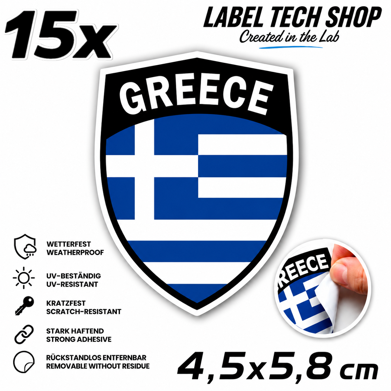🇬🇷 Griechenland Aufkleber Αυτοκόλλητο Ελλάδας Greece Sticker Flagge Wappen Emblem Auto Helm 4,5x5,8cm NR.111