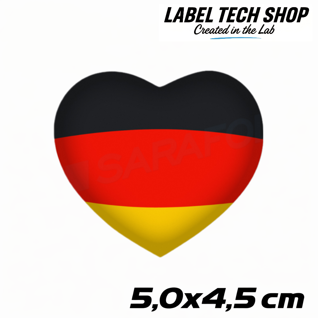 Deutschland Herz Aufkleber (048) – Germany Heart Sticker – Deutschland Flagge Herz – 5,0 × 4,5 cm