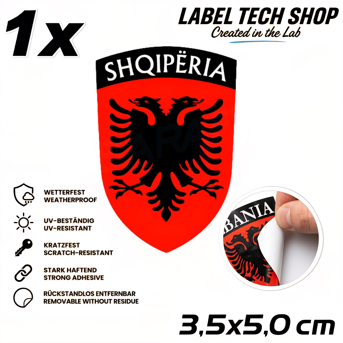 🇦🇱 Albanien Aufkleber Albania Sticker Shqiperia Adler Wappen Emblem Auto Helm 3,5x5,0cm NR.006
