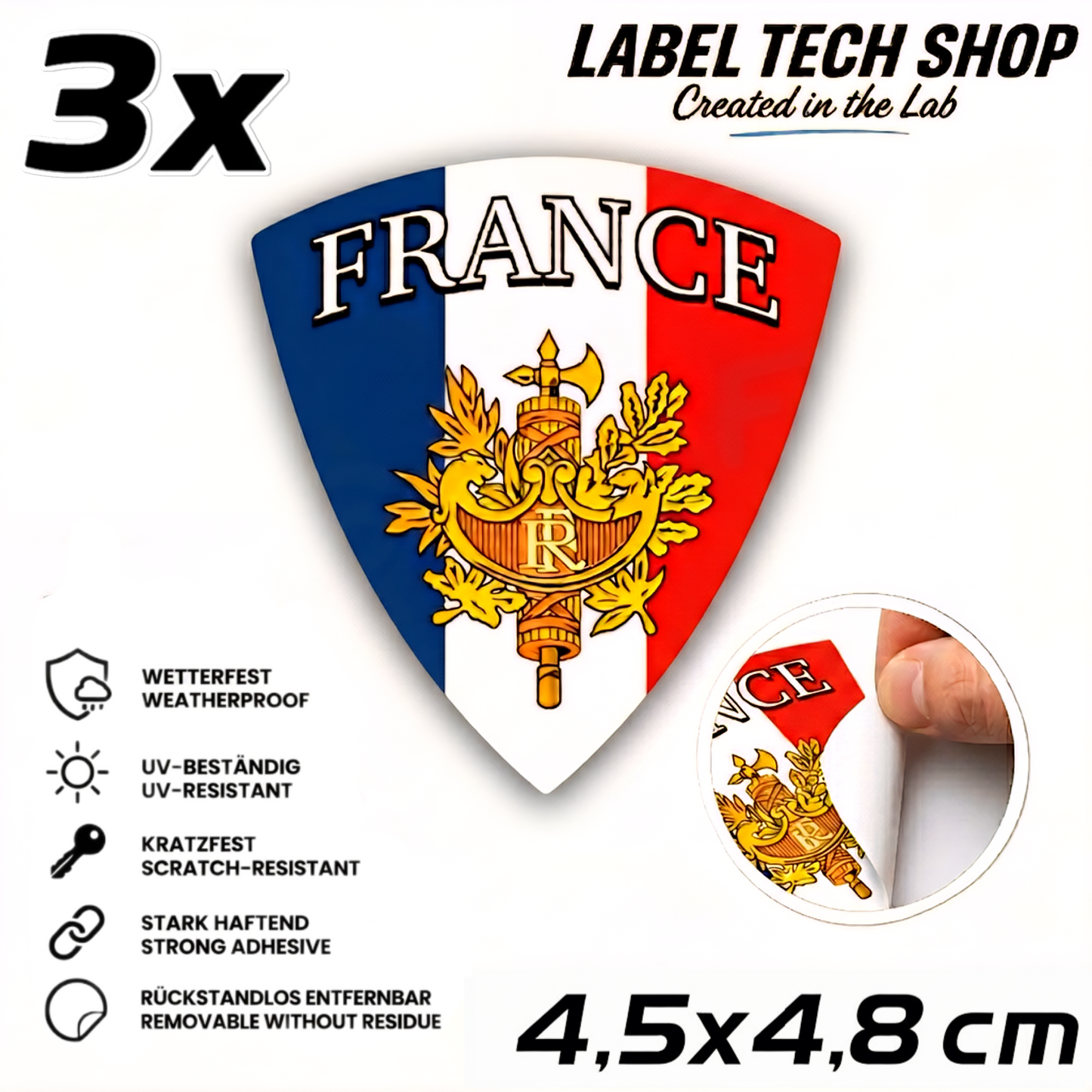 🇫🇷 Frankreich Wappen Aufkleber France Sticker Autocollant France Emblem Auto Helm 4,5x4,8cm NR.020