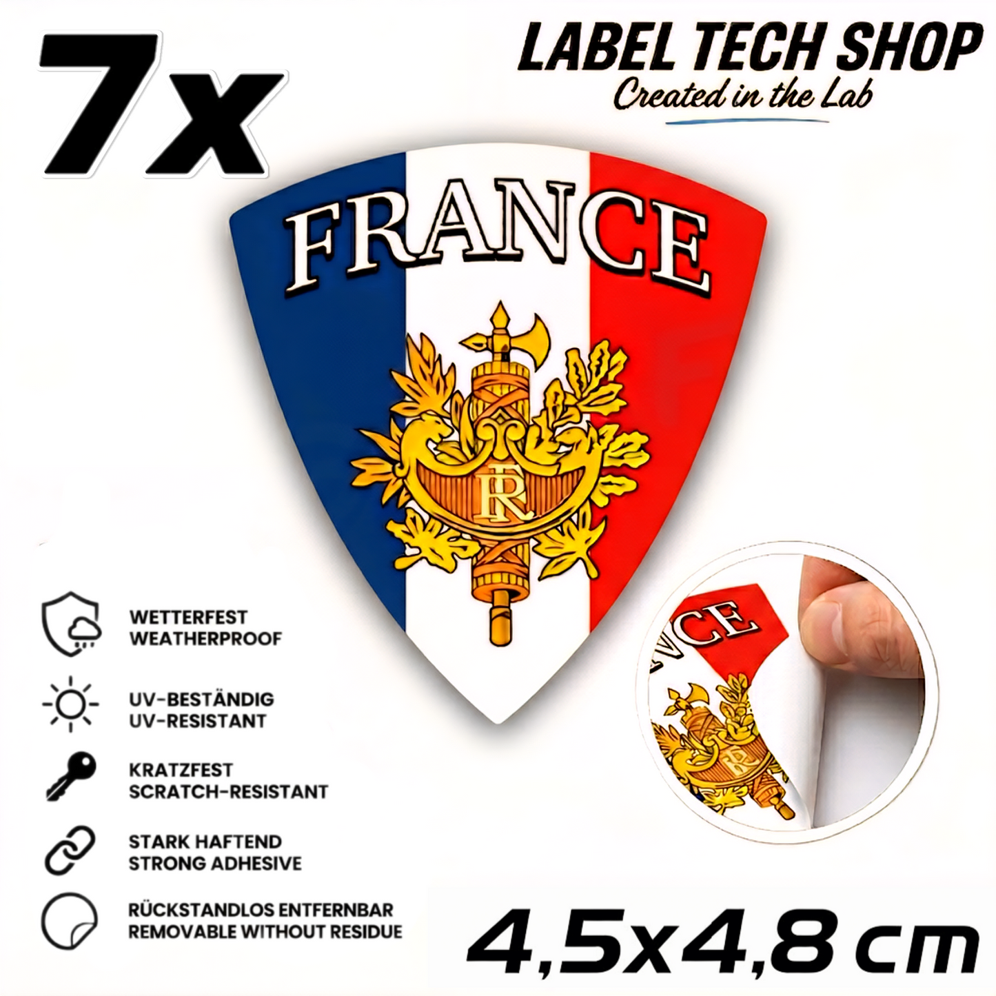 🇫🇷 Frankreich Wappen Aufkleber France Sticker Autocollant France Emblem Auto Helm 4,5x4,8cm NR.020