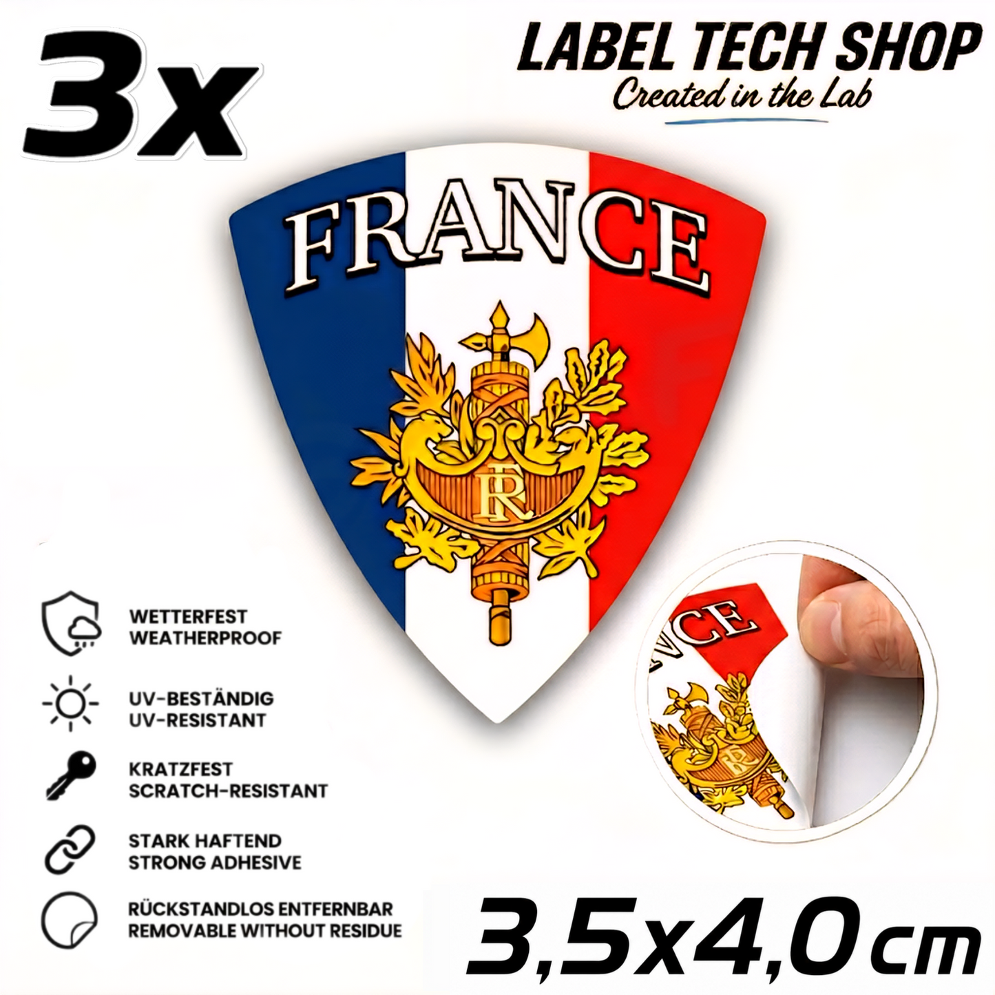 🇫🇷 Frankreich Wappen Aufkleber France Sticker Autocollant France Emblem Auto Helm 3,5x4,0cm NR.003